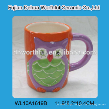 Caneca de cerâmica decorativa do chá, caneca de café cerâmica com projeto da coruja